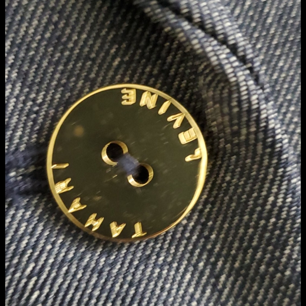Tahari blue denim color blazer - Picture 4 of 9